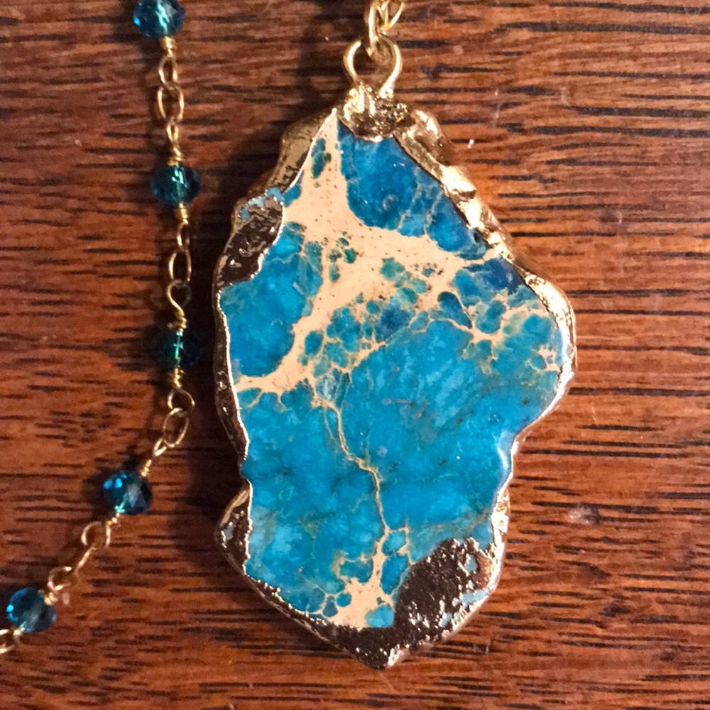 Agate Gold Dipped Pendant Necklace - image 5